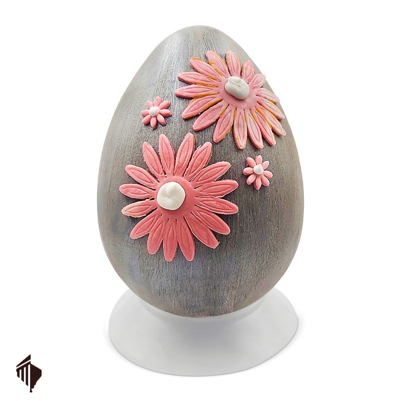 Σοκολατένιο Αυγό Ασημένιο Flowers 500g e